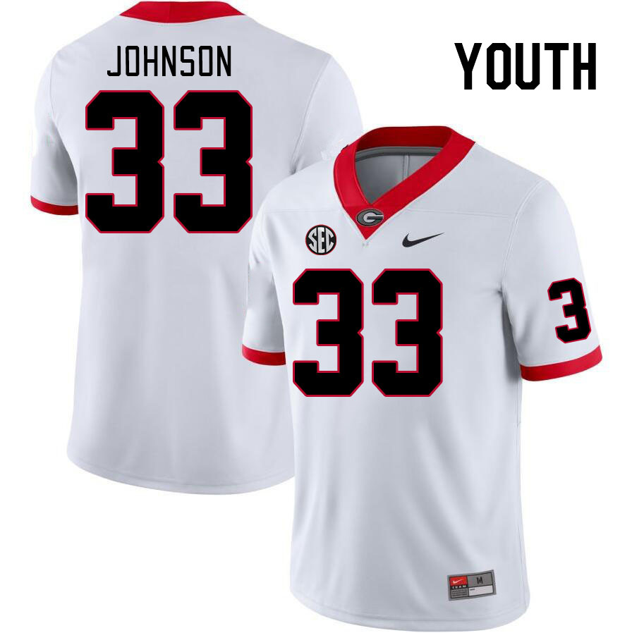 Youth #33 Quintavius Johnson Georgia Bulldogs College Football Jerseys Stitched-White